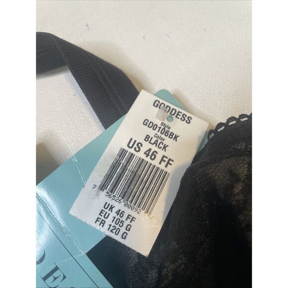 Goddess Bra Underwire Black Lace Size 46 FF 46FF GD0106BK New NWT - Picture 2 of 6